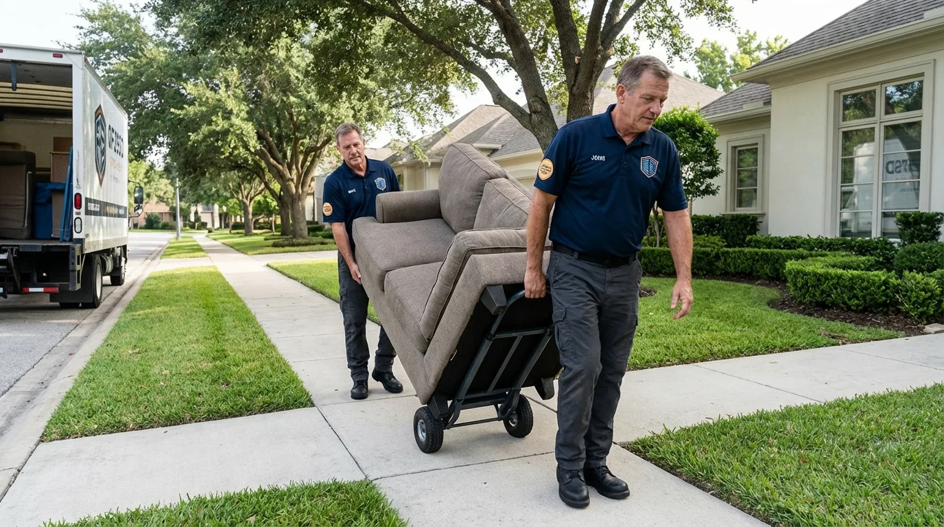 Local residential moving crew loading furniture in Kalida, OH